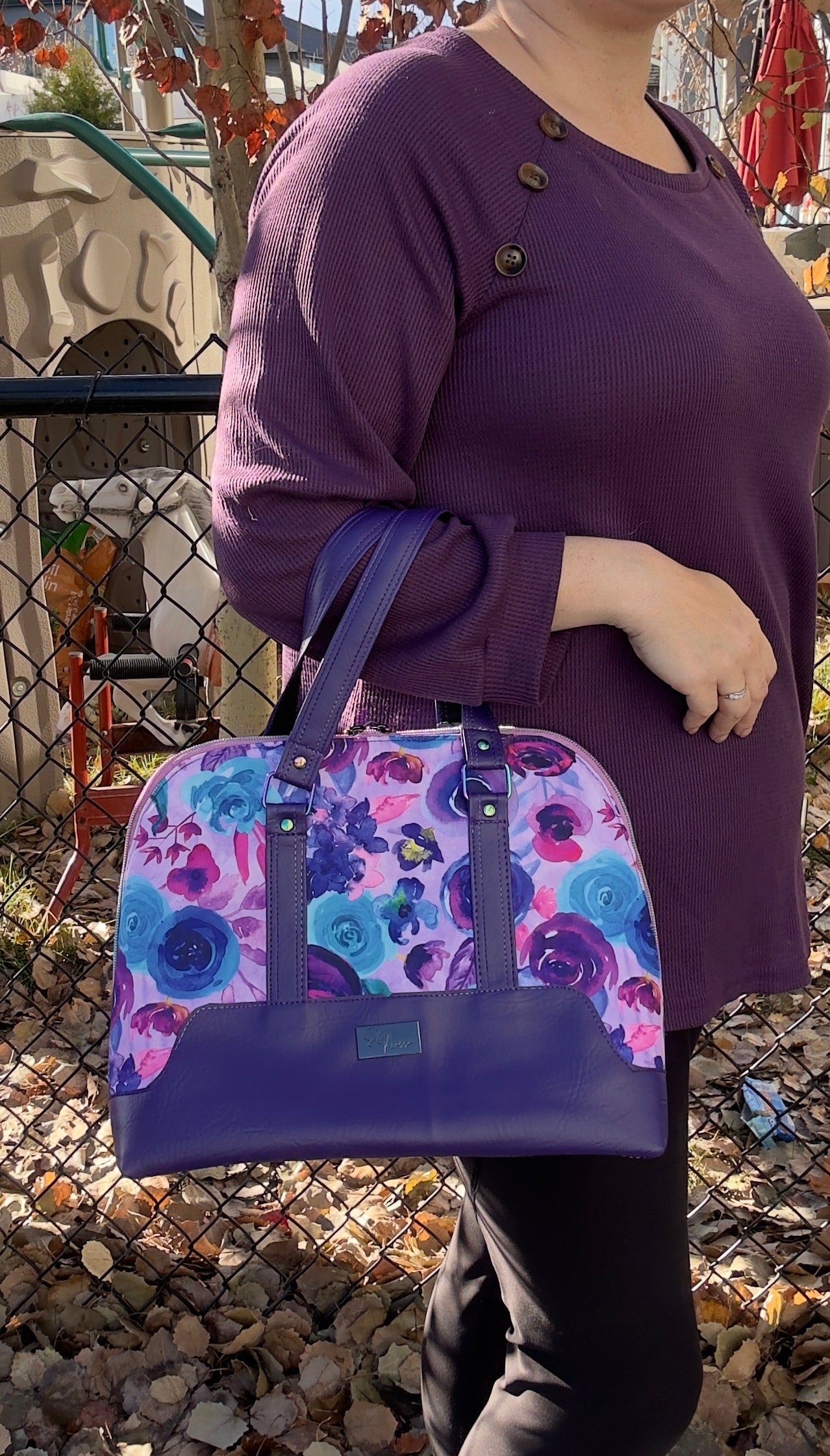 The Boronia Bowler Bag - Purple Floral