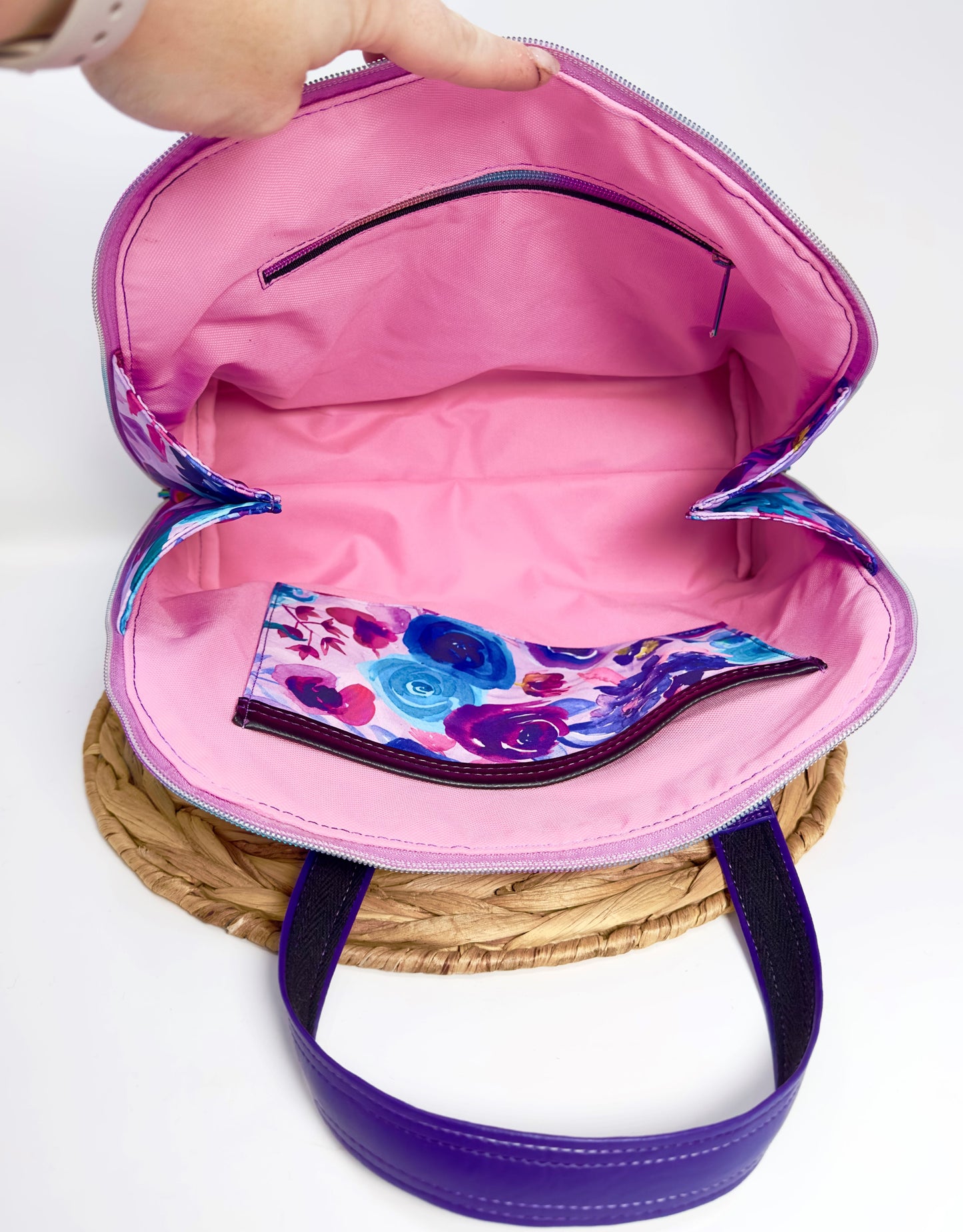 The Boronia Bowler Bag - Purple Floral