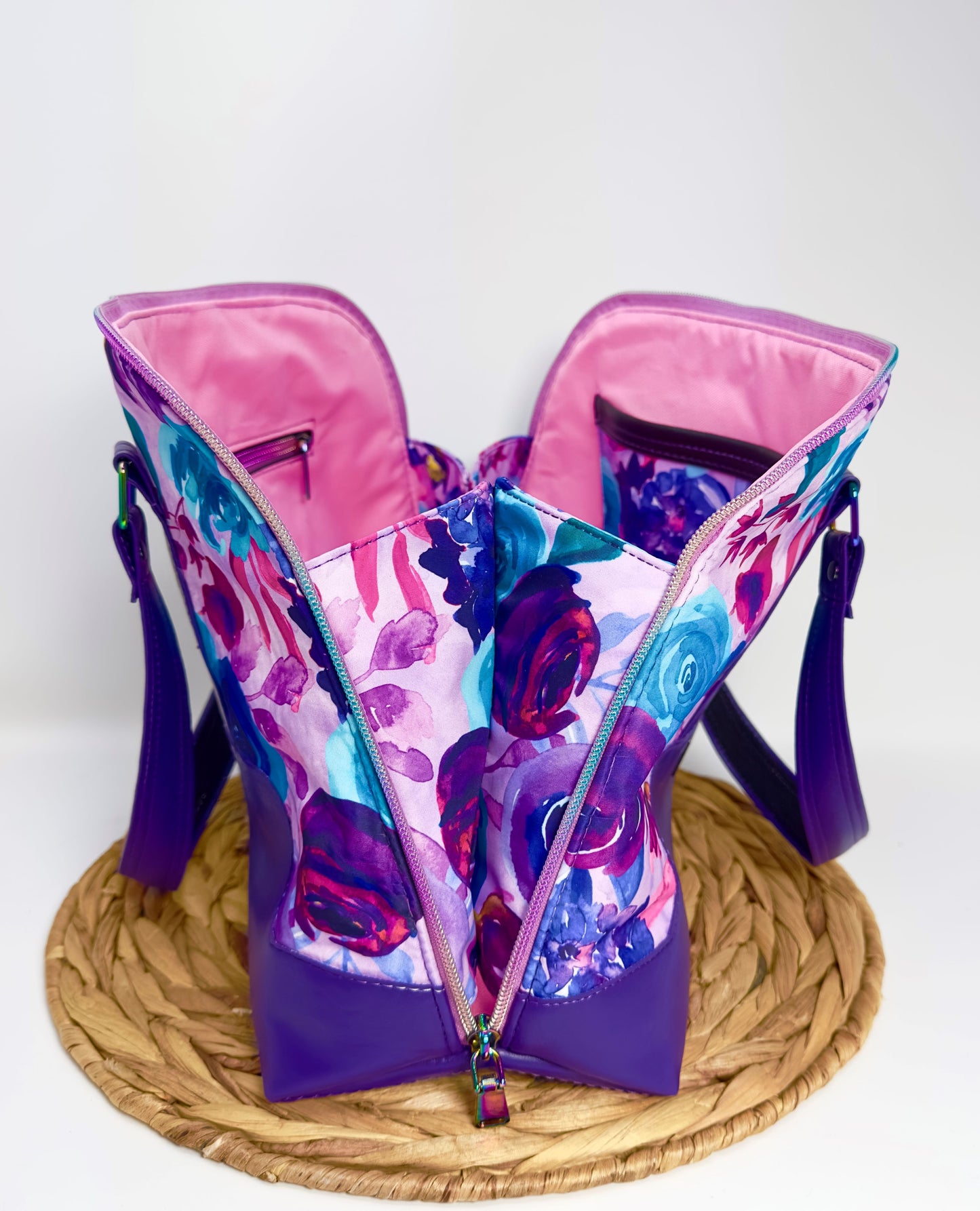 The Boronia Bowler Bag - Purple Floral