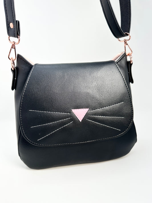 Cat Crossbody Bag - Black