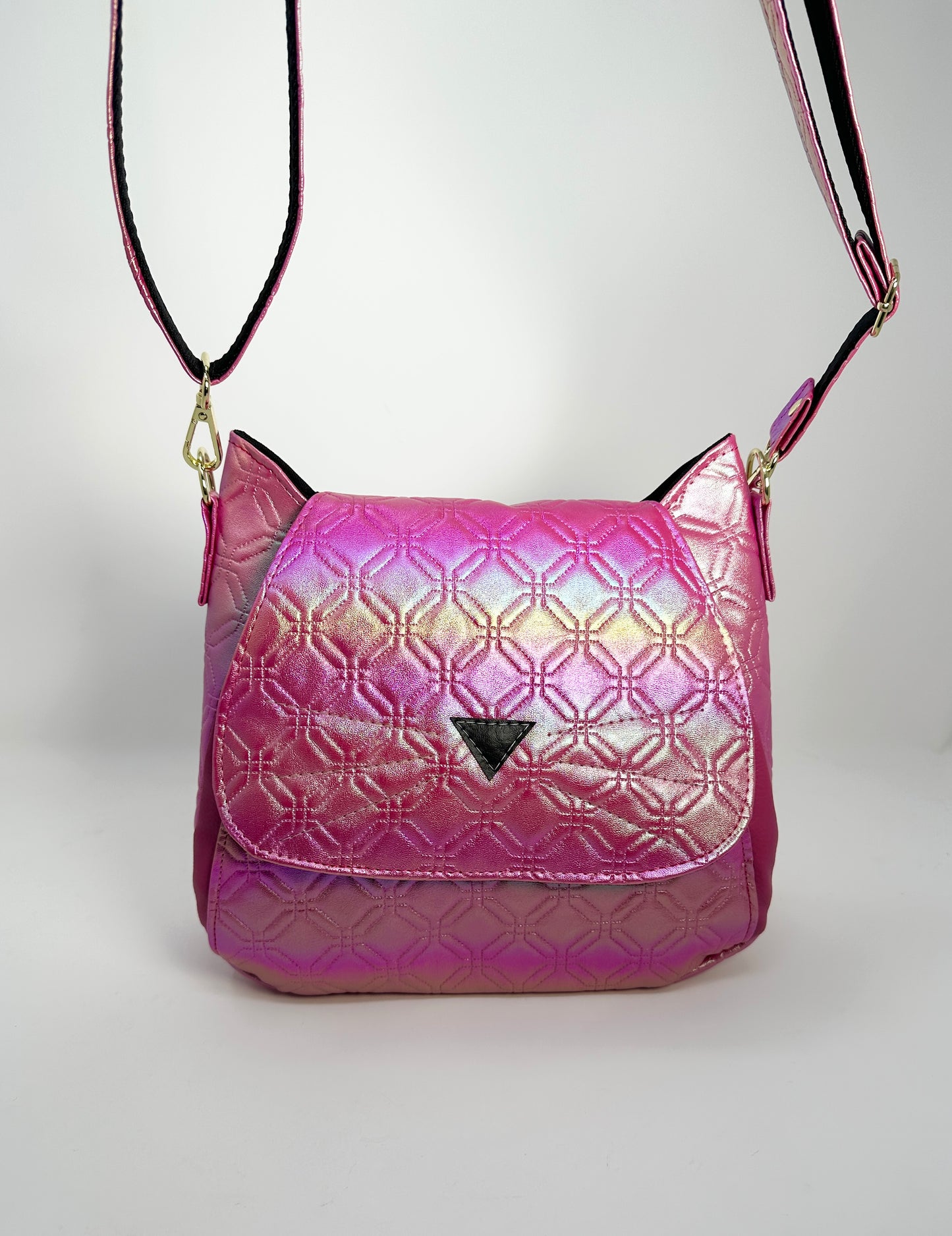 Cat Crossbody Bag - Pink Embossed