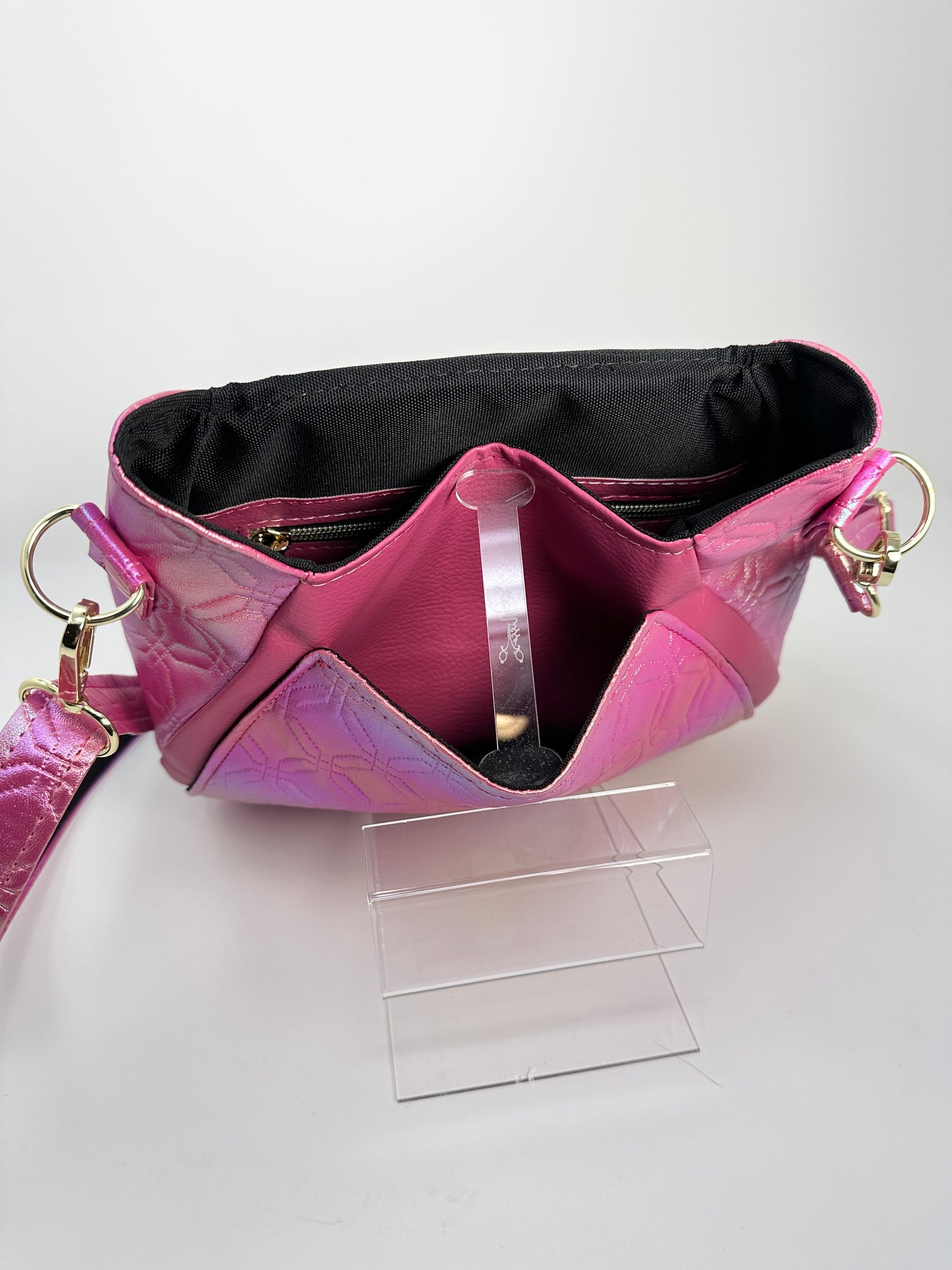 Cat Crossbody Bag - Pink Embossed