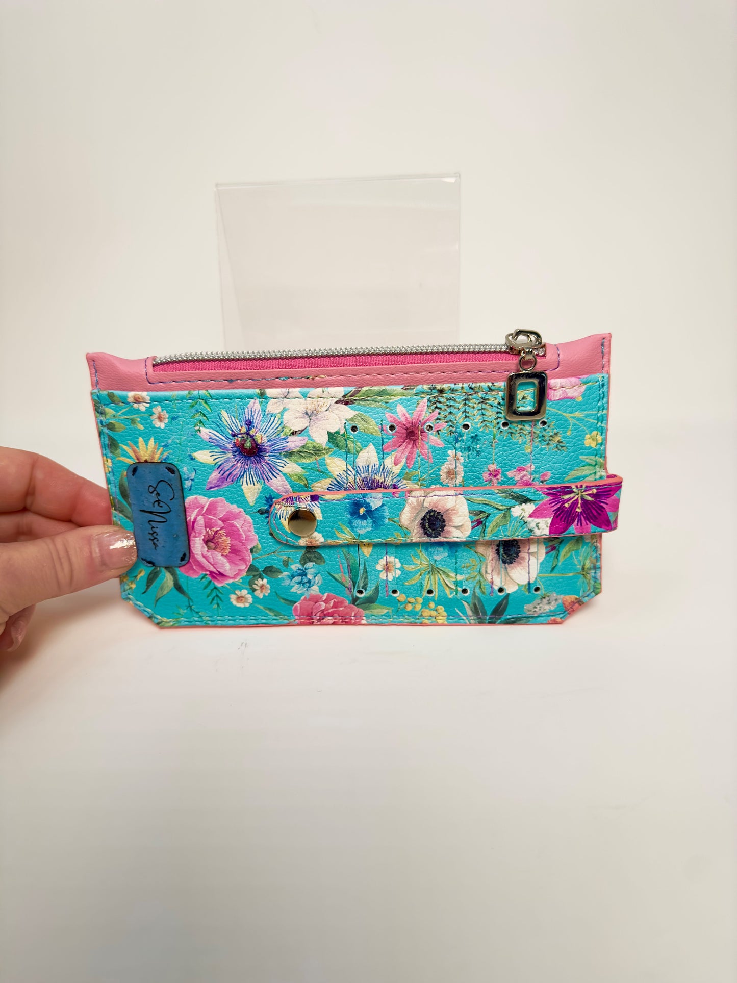 Purse Pal - Pink and Blue Flowers 1