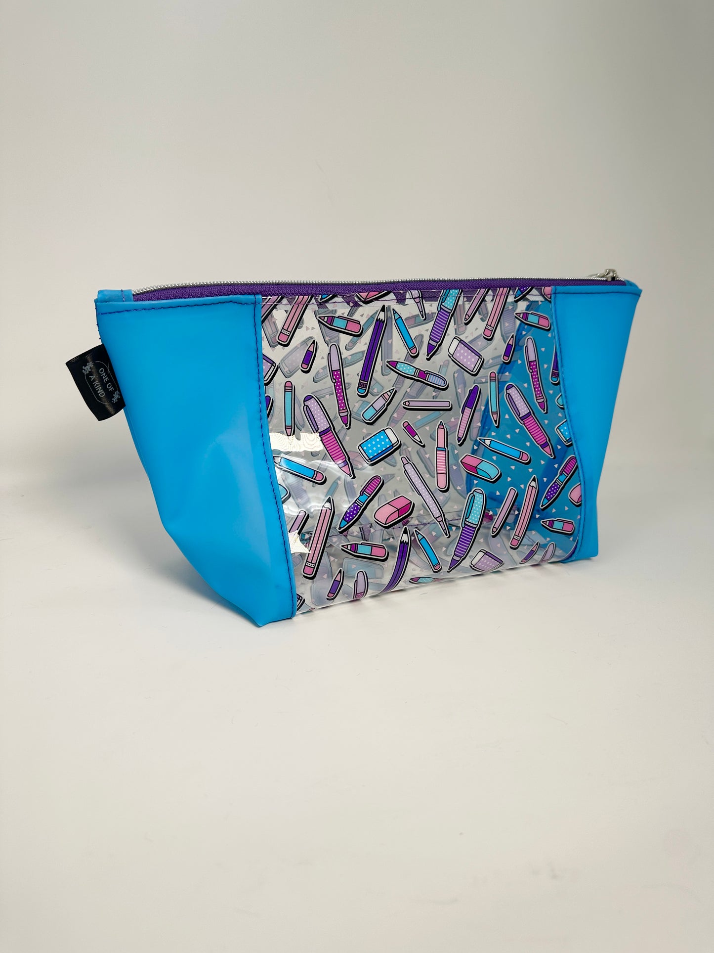 Zipper Pouch - Clear - Pencil School Blue