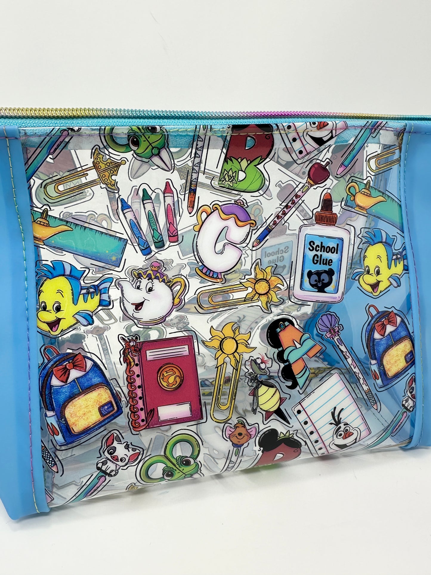 Zipper Pouch - Clear - Disney School Blue