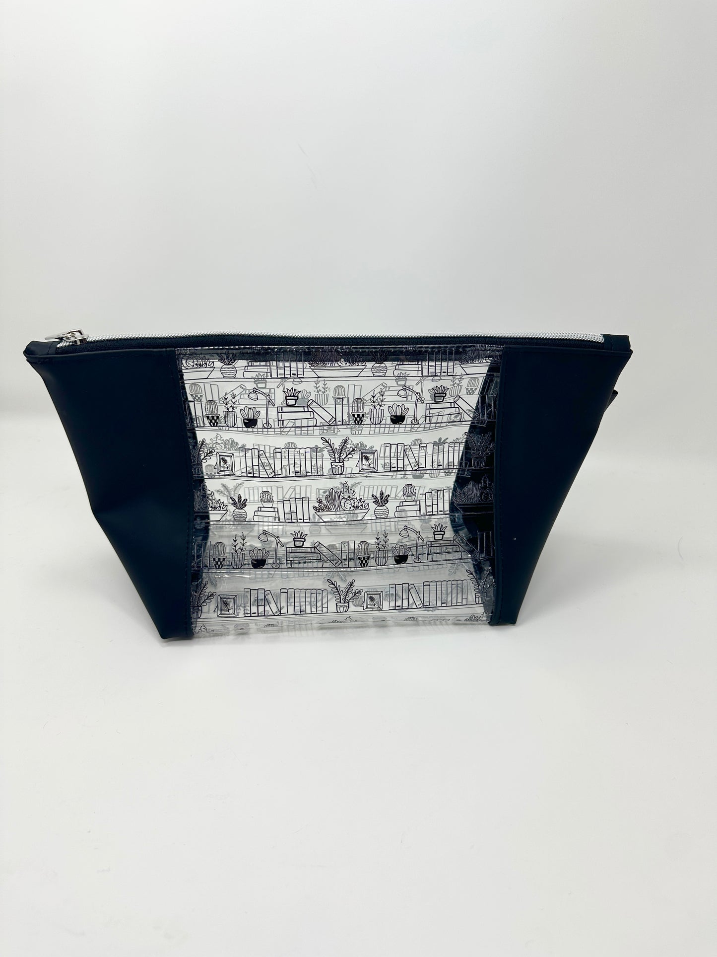 Zipper Pouch - Clear - Library Plants Black