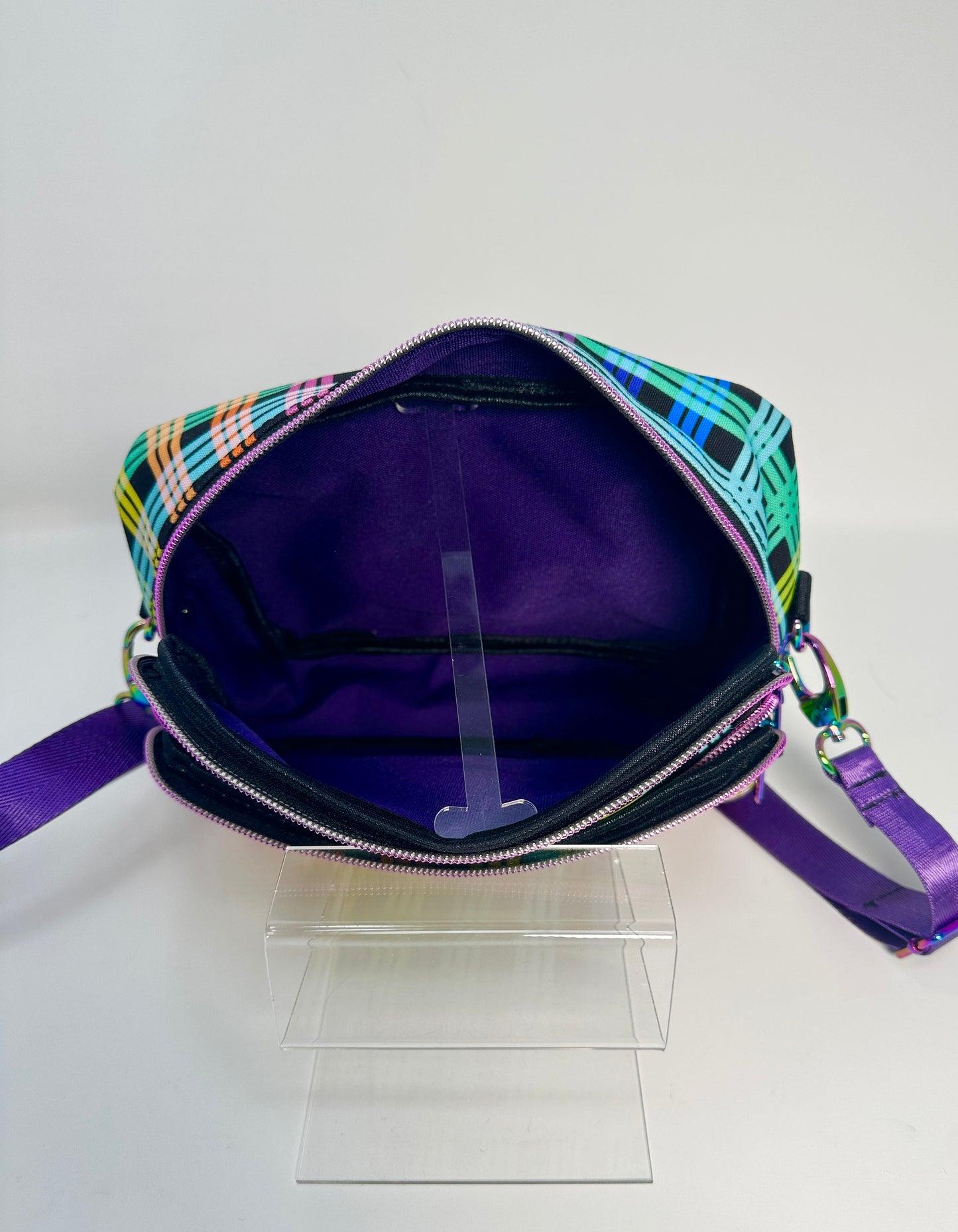 Brix Crossbody Wide - Rainbow Plaid