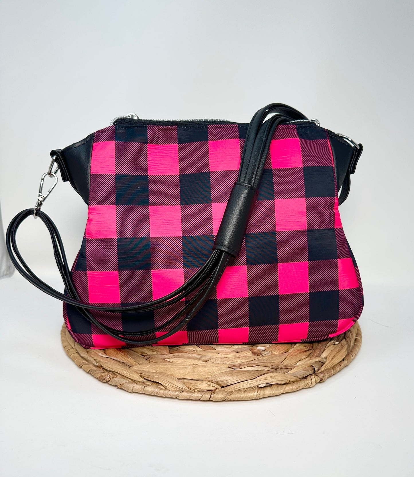 The Brighstone Bag - Hot Pink Buffalo Plaid