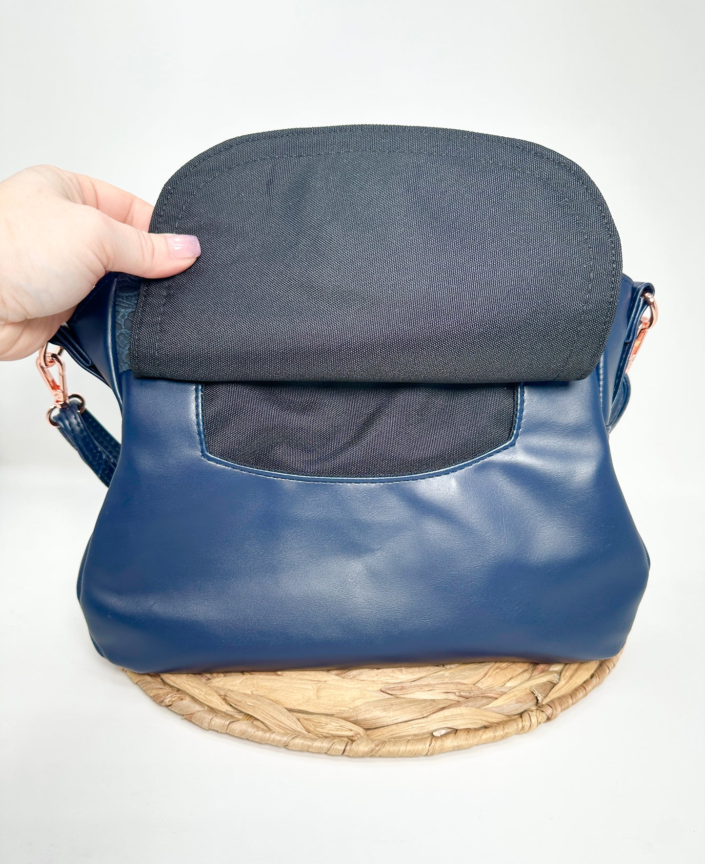 The Brighstone Bag - Navy Embossed Lace